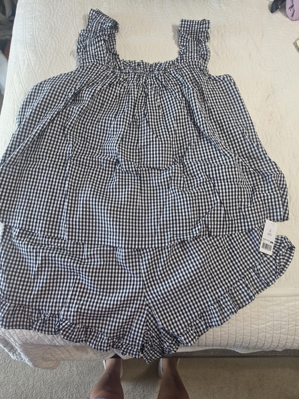 GAP Navy and White Gingham Womens Two Piece Set